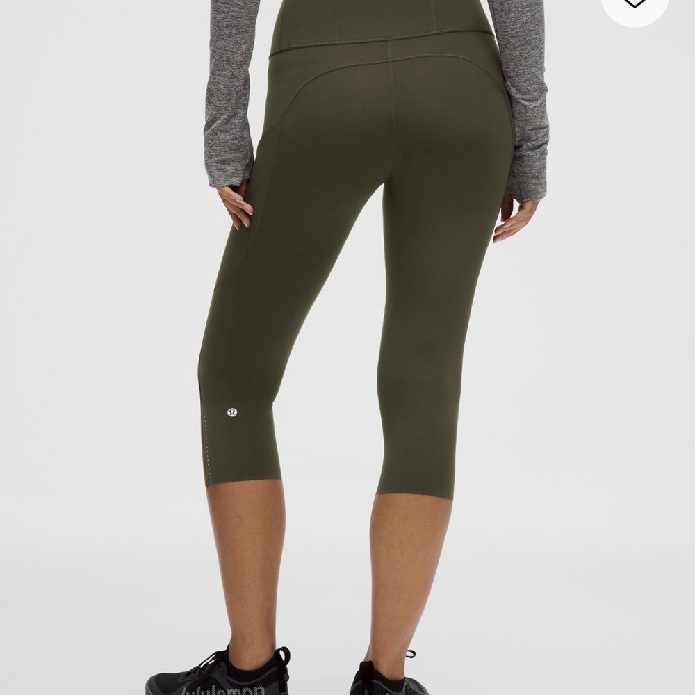 Lululemon Fast and Free High Rise Crop, Olive green